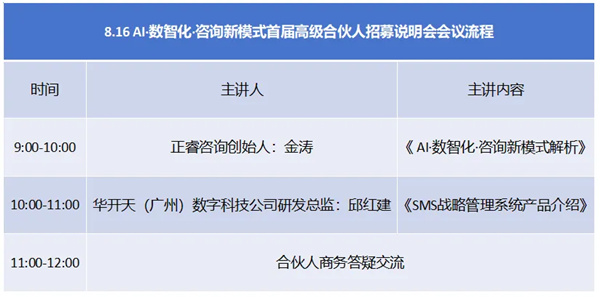 AI·數(shù)智化·咨詢新模式首屆高級合伙人招募說明會震撼來襲！